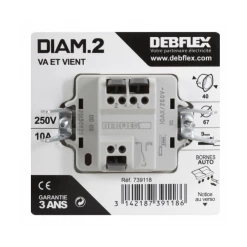Interrupteur à Encastrer Interrupteur Diam2 Va Et Vient Blanc Debflex 739110