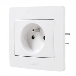 Prise électrique à Encastrer Prise 2 Pôles+terre Diam2 Blanc Debflex 739120 -Électricité importe boutique 739120 223999 1
