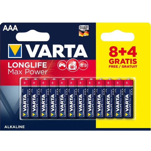 Pile Aaa-lr3 1,5 V Pile Varta Longlife Max Power AAA LR03 Lot De 8 + 4 Offertes 4703101462 3 Pile Aaa-lr3 1,5 V Pile Varta Longlife Max Power AAA LR03 Lot De 8 + 4 Offertes 4703101462
