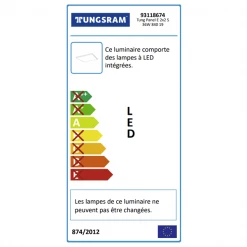 Tungsram Luminaire Et Accessoire Panneau Lumineux Carré LED 36W Cadre Blanc 595x595x9 Mm Blanc 4000K 11 Tungsram Luminaire Et Accessoire Panneau Lumineux Carré LED 36W Cadre Blanc 595x595x9 Mm Blanc 4000K -Électricité importe boutique 93118674 fiche energetique