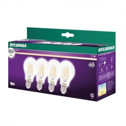 Sylvania Ampoule Led à Culot E27 Ampoule LED E27 7W 806 Lumens Blanc Chaud 2700K Boîte De 4