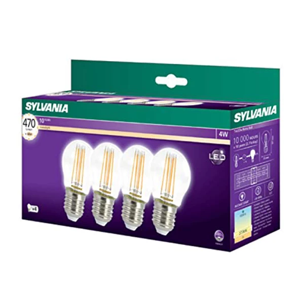 Sylvania Ampoule Led à Culot E27 Ampoule LED Design Rétro E27 4.5W 470 Lumens Blanc Chaud 2700K X4 4 Sylvania Ampoule Led à Culot E27 Ampoule LED Design Rétro E27 4.5W 470 Lumens Blanc Chaud 2700K X4 – Image 2
