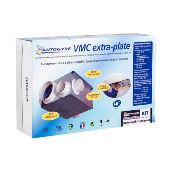 Autogyre Vmc Et Accessoires Ensemble VMC Simple Flux Autoréglable Extra Plate - 150 Mm D'épaisseur 3 Autogyre Vmc Et Accessoires Ensemble VMC Simple Flux Autoréglable Extra Plate - 150 Mm D'épaisseur – Image 2