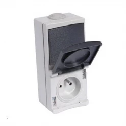 Prise électrique En Saillie Prise Perle 16A Avec Interrupteur Gris IP55 Debflex 730220