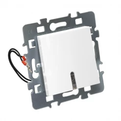 Debflex Interrupteur à Encastrer Interrupteur Poussoir à Voyant + Cache + Support 48x48x41mm ABS Blanc