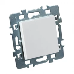 Debflex Interrupteur à Encastrer Interrupteur Bouton Poussoir + Cache Support Métal 48x48x41mm ABS Blanc
