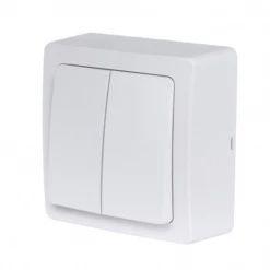 Debflex Interrupteur En Saillie Interrupteur Double Va Et Vient Saillie -7070x33,5mm 16A 250V ABS Blanc