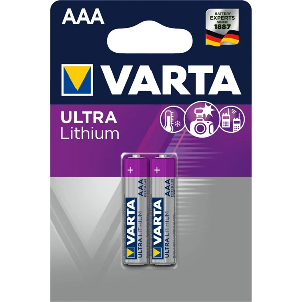 Pile Aaa-lr3 1,5 V Piles Ultra Lithium AAA Varta Tension 1.5V - 2 Piles 6103301402 3 Pile Aaa-lr3 1,5 V Piles Ultra Lithium AAA Varta Tension 1.5V - 2 Piles 6103301402