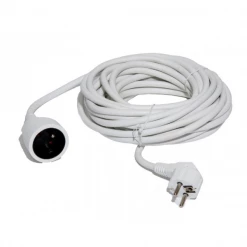 Ceba Rallonge électrique Rallonge Domestique 2P+T 10 Mètres 3G1,5 1 Prise Clapet 16A - 250V Blanc