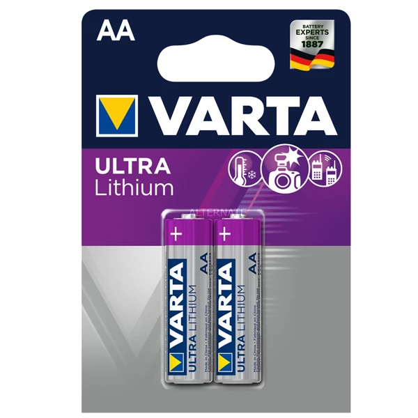 Pile Aa-lr6 1,5 V Piles Ultra Lithium AA Varta - Blister De 2 Piles 6106301402 3 Pile Aa-lr6 1,5 V Piles Ultra Lithium AA Varta - Blister De 2 Piles 6106301402