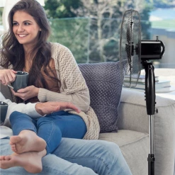 Ventilateur Sur Pied Ventilateur Pied Ajustable Inclinable 45W 3 Vitesses Domair 40 Cm Noir